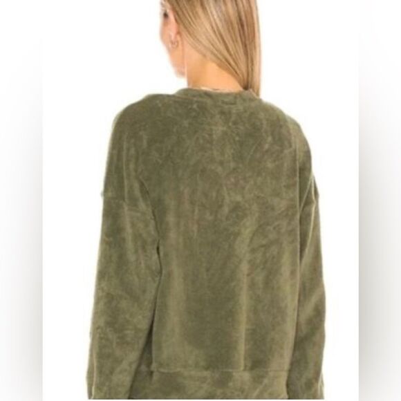 New DONNI. Basil Green Terry Sweatshirt Medium - Picture 2 of 4